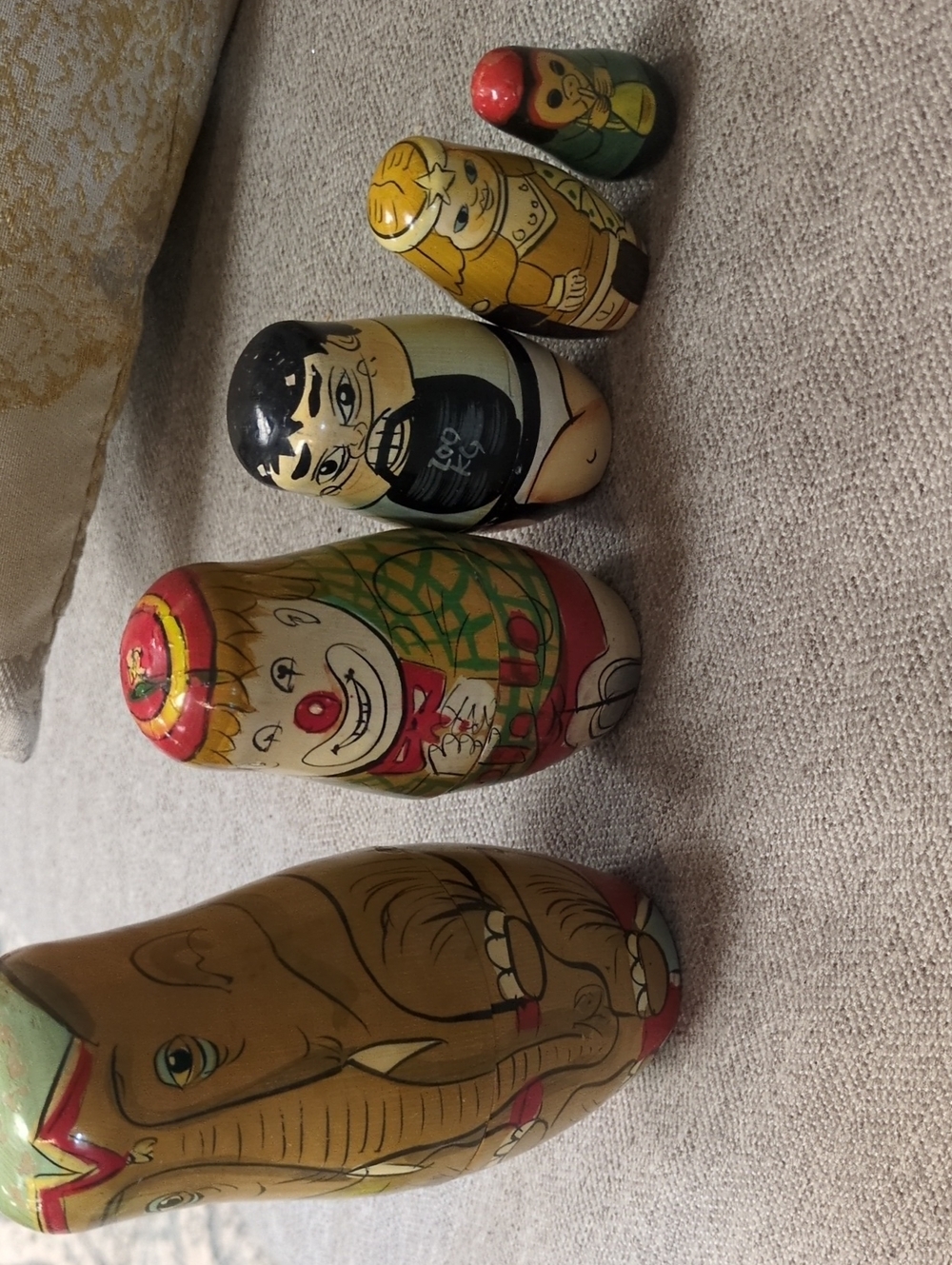 Hand-Painted Circus Nesting Dolls Set - Multicolor Home Accent